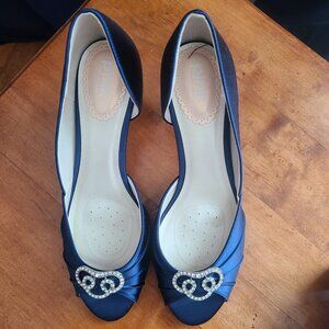 Pink Paradox London Satin peep toe formal shoe w/rhinestone embellishment 8.5